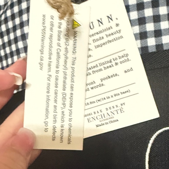 Rae Dunn Black insulated Tote with Black-and-White Gingham Top - Picture 5 of 7